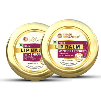 Image 1 of 5 gm / Pack of 2 for the product Khadi Organique Wine Grapefruit Lip Herbal Balm with Shea Butter