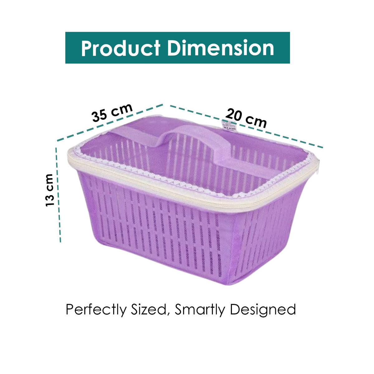 Image 4 of Go Hooked Multipurpose Plastic Storage Gift Basket With Net Cover Stylish Basket With Zip Net Cover Versatile Durable Stylish Convenient Compact Pack of 2 Assorted