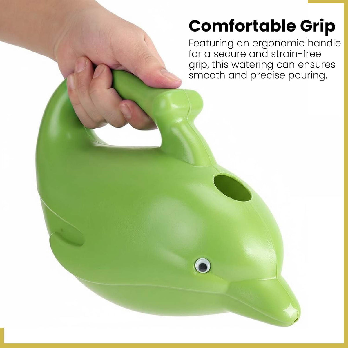 Image 4 of Go Hooked Plastic Dolphin Shape 1.5 Liter Kids Watering Can for House Plants & Garden Plants (Pack of 1, Yellow, 1.5 Liter)