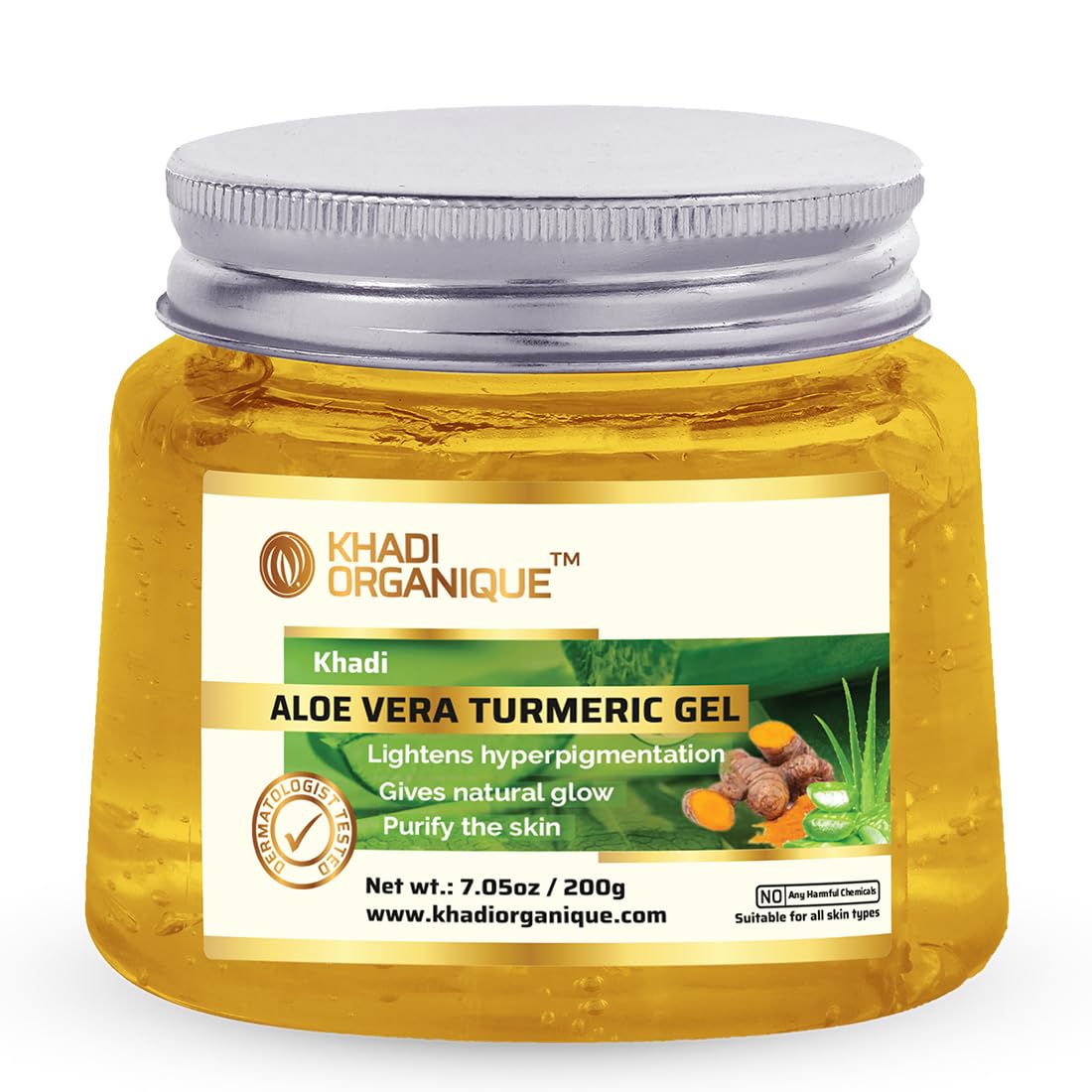 Image 1 of 200 gm for the product Khadi Organique Turmeric Gel with Aloe Vera & Vitamin E