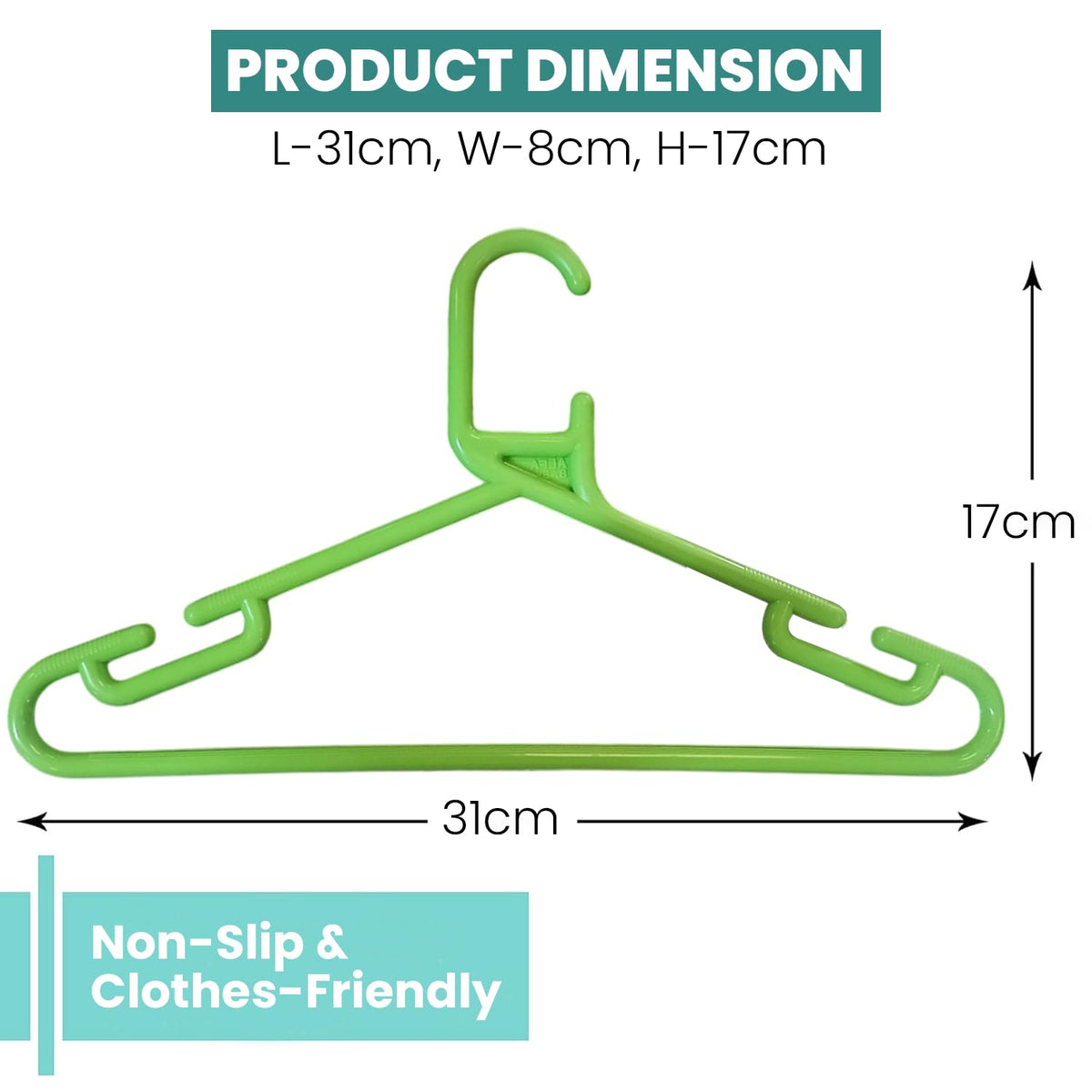 Image 6 of Go Hooked Kids Clothes Hangers with Smooth Finish and Non-Slip Grooves Pack of 5 | Baby Clothes Hanger Wardrobe Storage Organizer | Durable Plastic Hanger for Baby & Kids Clothes (Multicolor)