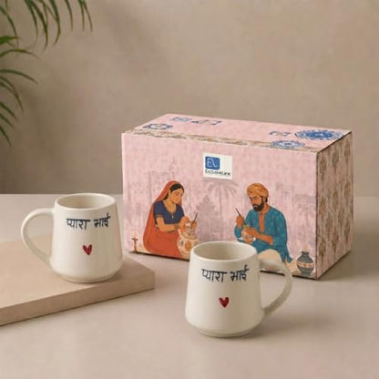 Image 1 of Default Title for the product ExclusiveLane Pyaara Bhai Ceramic Coffee Mugs Set of 2 (300 ml)