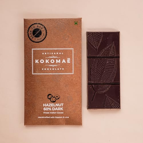 Image 3 of KOKOMAE 60% Dark Chocolate With Hazelnut Bean-to-Bar Pack of 2, 50g Each