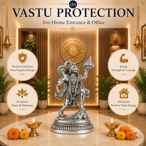 Image 6 of Dev Aastha 999 Silver Plated Hanuman idol for home with Sanjeevani - 5.2 Inch
