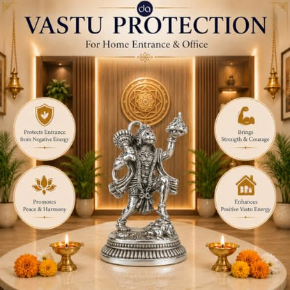 Image 6 of Dev Aastha 999 Silver Plated Hanuman idol for home with Sanjeevani - 5.2 Inch