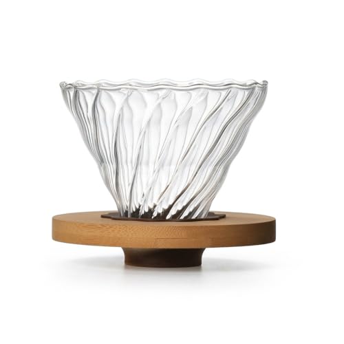 Image 1 of Default Title for the product Supvox Pour Over Coffee Dripper for 1-2 Cups Bamboo Base Borosilicate Glass