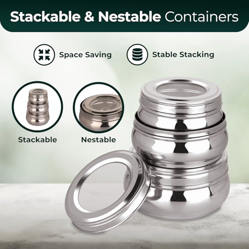 Image 5 of MARU Stainless Steel Storage Containers with Glass Lid Set of 3 (500ml, 750ml, 1100ml)
