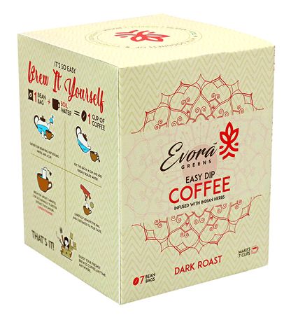 Image 1 of Default Title for the product Evora Greens Easy Dip Coffee Bean Bag (12.5gm Each) Dark Roast