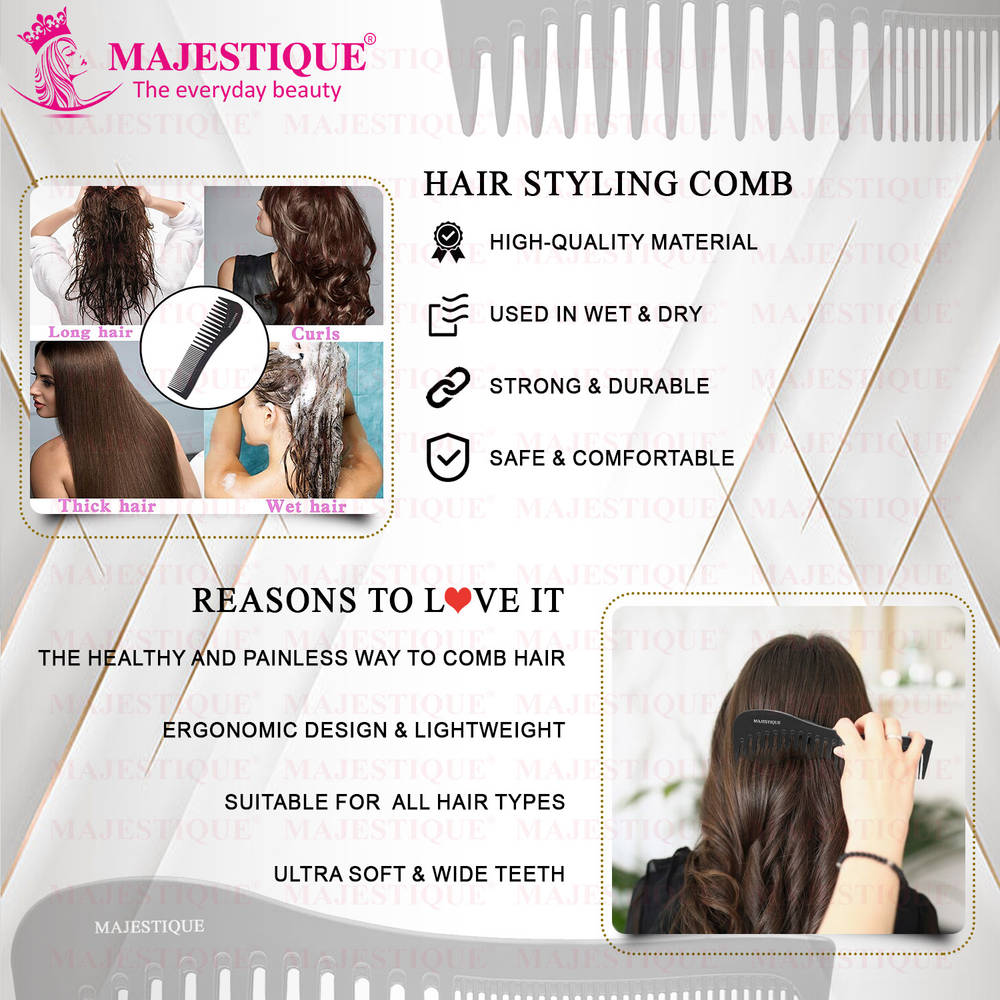 Image 6 of Majestique Professional 7.4 Inch Black Carbon Fiber Anti Static Comb for All Hair Types