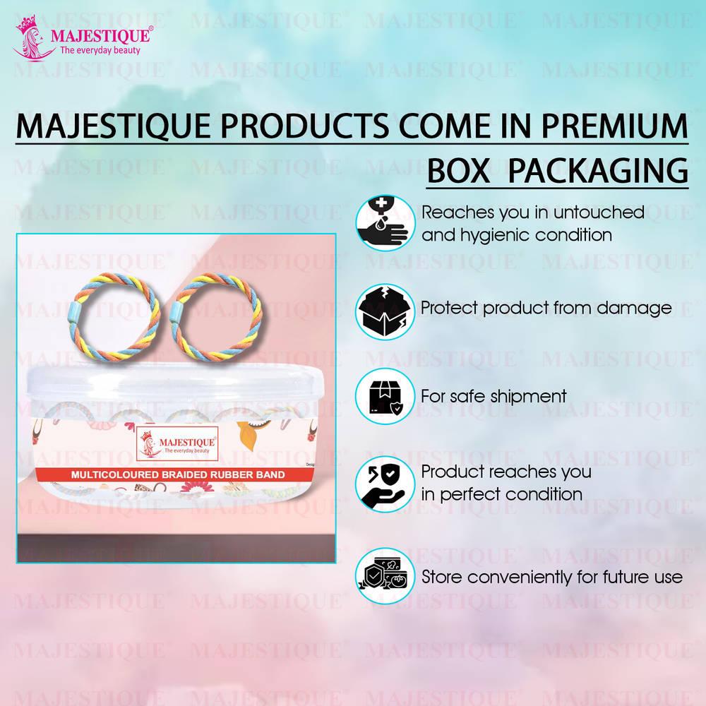 Image 7 of Majestique Braided Stretchable Hair Tie Rubber Bands Ponytail Holder Scrunchies - 12 Pcs