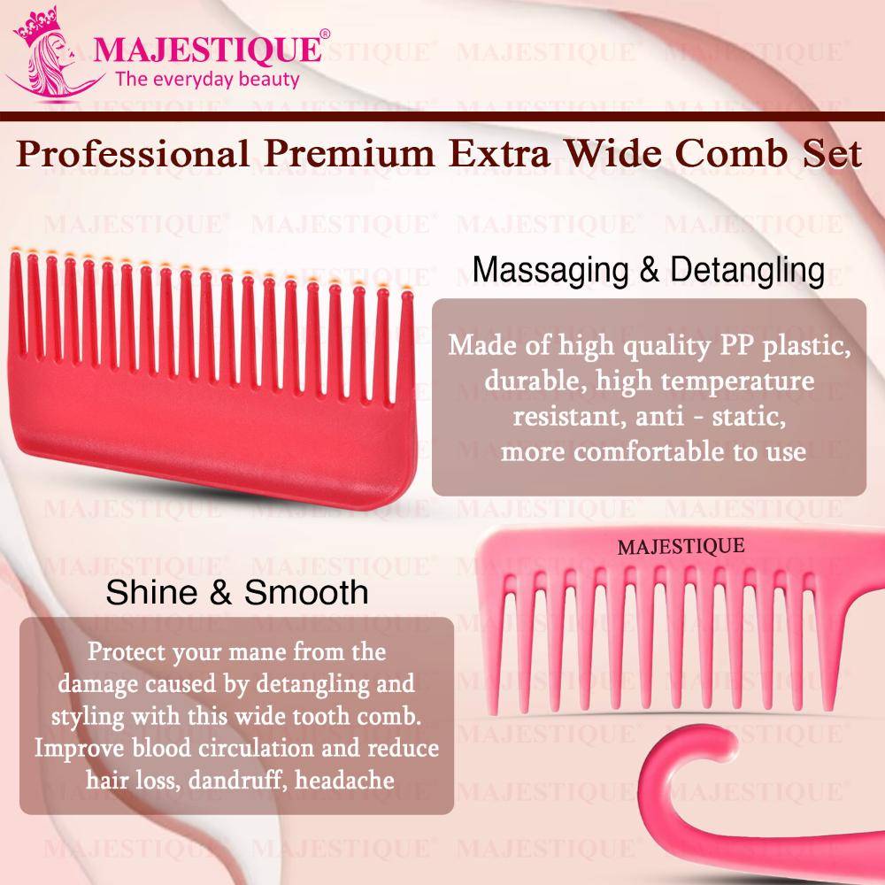 Image 3 of Majestique Detangling Wide Tooth Comb - Set Of 2