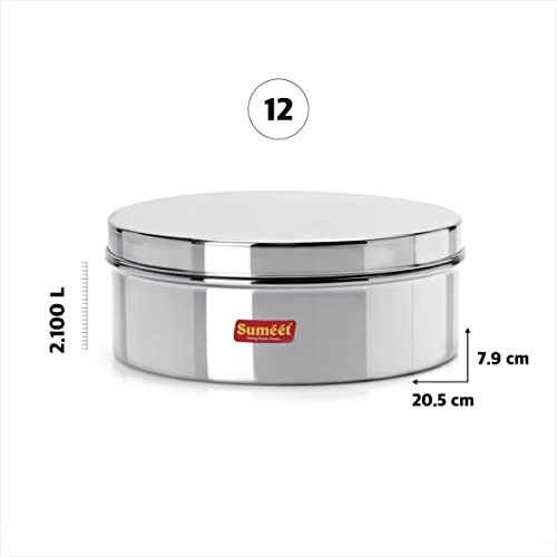Image 5 of Sumeet Stainless Steel Flat Canister Puri Dabba Storage Container (2.1Ltr)