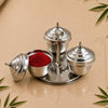 Image 1 of Default Title for the product Spillbox Traditional Handcrafted Stainless Steel Kumkum Holder 3 IN 1 Chomuka