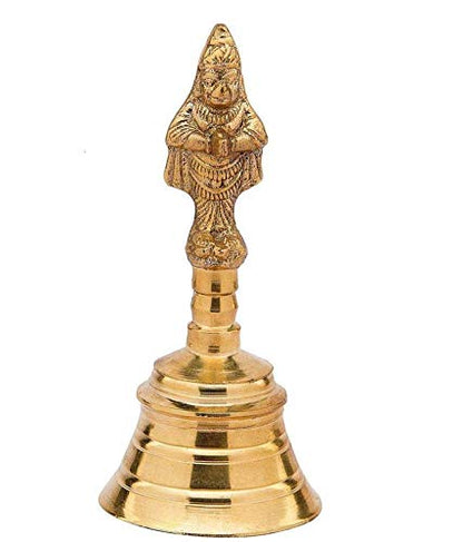 Image 1 of 4 Inch for the product Uapan Brass Pooja Bell, Hanuman, Gold