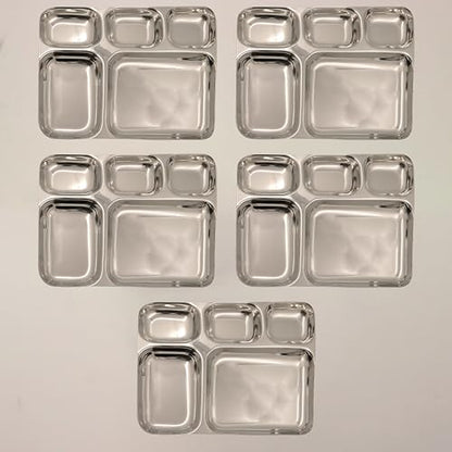 Image 5 of Pack of 5 for the product Spillbox Stainless Steel Tiffin Plate
