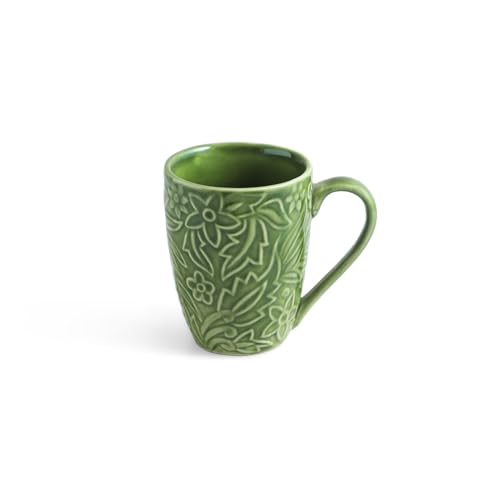 Image 3 of ExclusiveLane Green Flora Ceramic Coffee Mugs Set of 4 290 ml