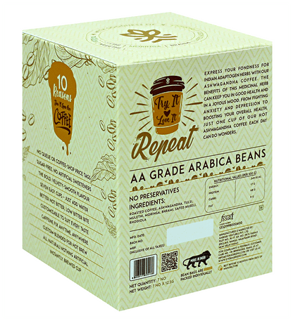 Image 2 of Evora Greens Easy Dip Coffee Bean Bag (12.5gm Each) Ashwagandha