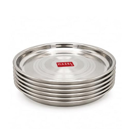 Image 6 of HAZEL Stainless Steel Lunch Plate Set of 6 | 27 cm