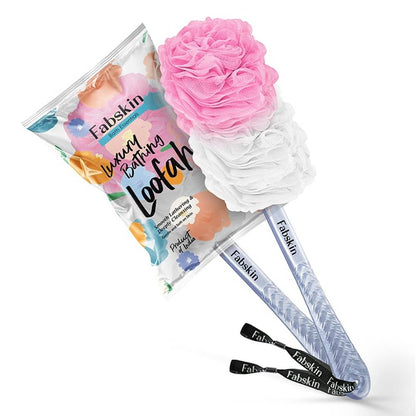 Image 1 of 1 Pc / Pack of 1 for the product Fabskin Bath Brush Loofah For Men & Women With Long Plastic Handle Pink & White