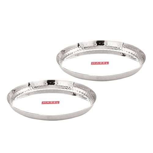 Image 6 of HAZEL Stainless Steel Lunch Plate, Set of 2, 23cm
