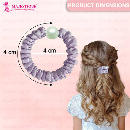 Image 2 of Majestique Classic Cotton Pearl Scrunchies, Stretchy Rubber Band, Ponytail Holder