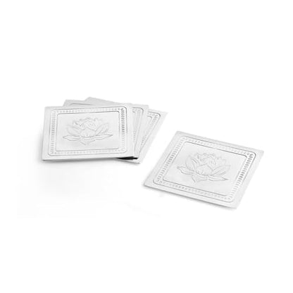Image 2 of ExclusiveLane Silver Rose Iron Coasters for Hot Tea Cup Set of 4