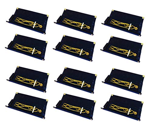 Image 1 of Default Title for the product atorakushon Velvet Jewellery Necklace Organizer Single Chain Box Ring Earrings Storage Travelling Vanity Box Bridal Kit Pack of 12 (Blue)