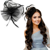 Image 1 of 1 pc for the product Majestique Elegant Fascinator Hat With Mesh Veil And Feather - Black