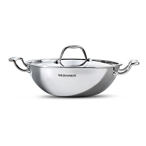 Image 7 of 30 cm / Kadhai for the product BERGNER Argent TriPly Stainless Steel Kadai with Stainless Steel Lid