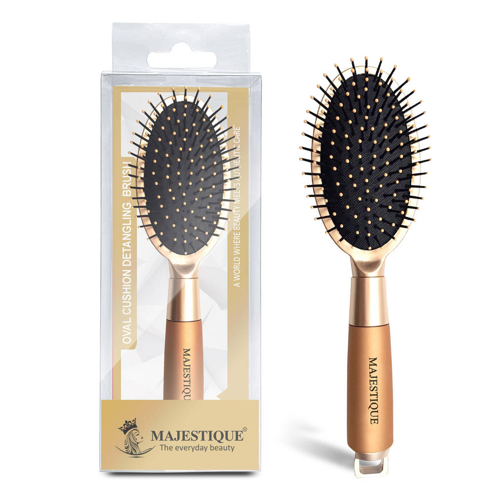 Image 1 of 1 pc for the product Majestique Golden Oval Detangler Brush - Friendly Detangling Brush Ultra-Soft Tipped Nylon