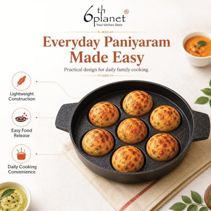 Image 3 of 6th Planet 7 Pit Nonstick Paniyaram Pan (for Gas Stove Only, Without Lid)