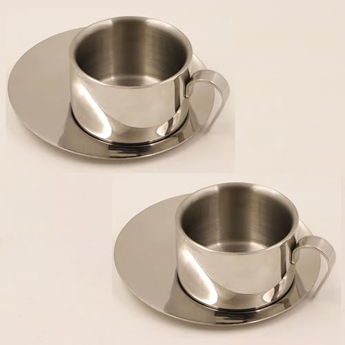 Image 2 of Pack of 2 for the product Spillbox Stainless Steel Cup and Saucer