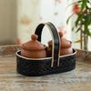Image 1 of Default Title for the product ExclusiveLane Warli Village Tales Handcrafted Ceramic Pickle Jar Set of 2, 250 ML