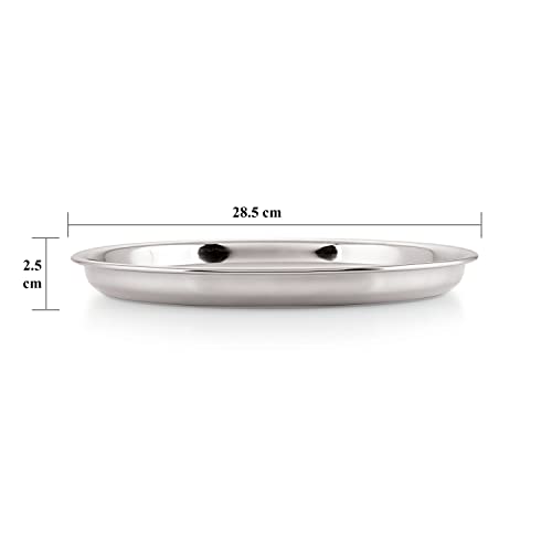Image 4 of HAZEL Stainless Steel Plate Set for Dinner Lunch, Set of 12, 28.5 cm, Medium