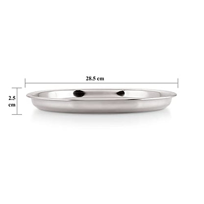 Image 4 of HAZEL Stainless Steel Plate Set for Dinner Lunch, Set of 12, 28.5 cm, Medium