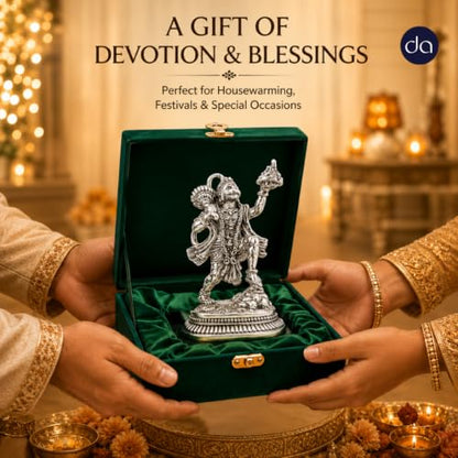 Image 3 of Dev Aastha 999 Silver Plated Hanuman idol for home with Sanjeevani - 5.2 Inch