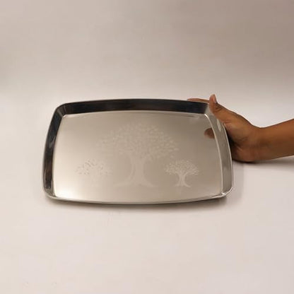 Image 3 of Spillbox Stainless Steel Serving Plate 28 cm Tree Design