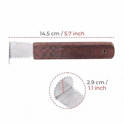 Image 2 of BIRJIS Coconut Scraper Tool with Bent Stainless Steel Blade