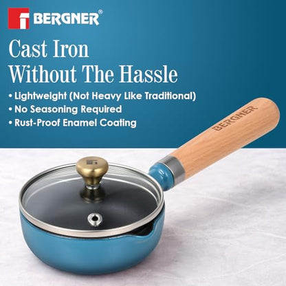Image 6 of BERGNER Excalibur Lightweight Cast Iron Tadka Pan with Lid 12cm