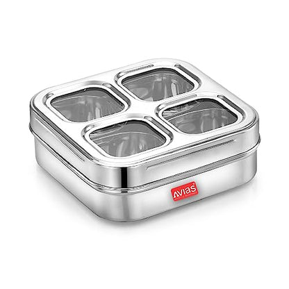 Image 1 of Default Title for the product AVIAS 4-in-1 Stainless Steel Masala/Spice Box
