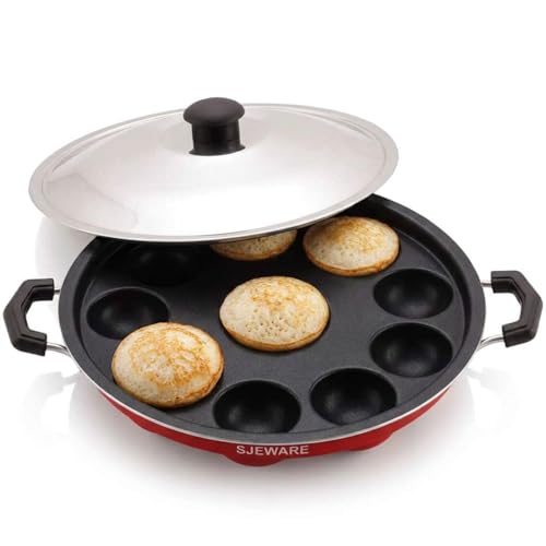 Image 1 of Default Title for the product SJE WARE Appam Maker/Appe Pan Non Stick with Lid 12 pits