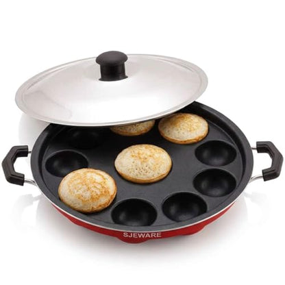 Image 1 of Default Title for the product SJE WARE Appam Maker/Appe Pan Non Stick with Lid 12 pits