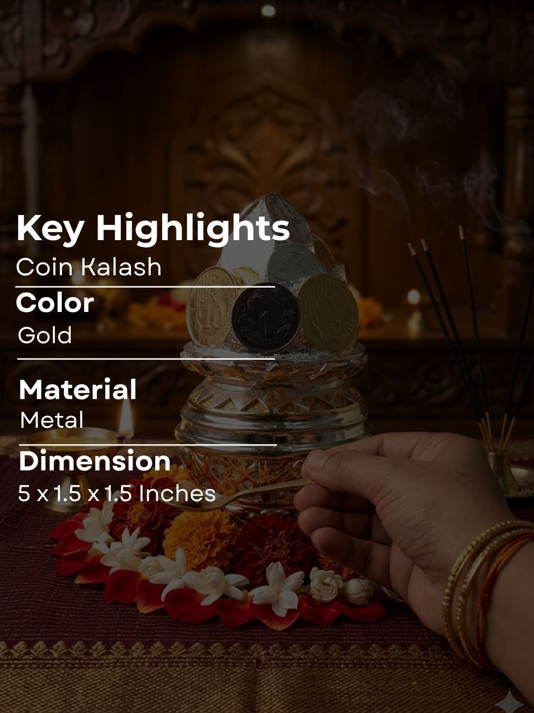Image 4 of THE HOME CO. 24K Gold-Plated Kalash