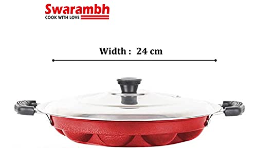 Image 3 of Swarambh Non Stick 12 Cavity Aluminium Appam Patra Ponganal Pan with Lid