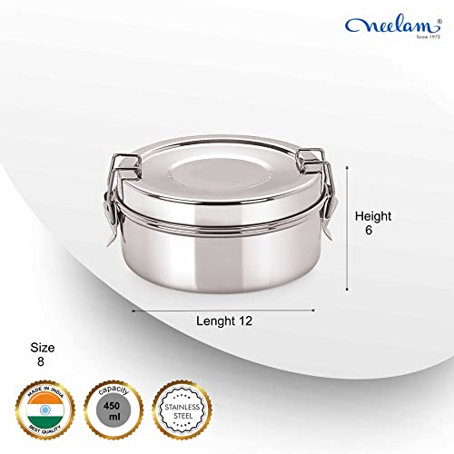 Image 2 of neelam Stainless Steel Round Double Decker Lunch Box-450 ml