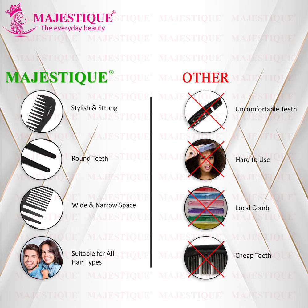 Image 5 of Majestique Professional 7.4 Inch Black Carbon Fiber Anti Static Comb for All Hair Types