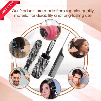 Image 6 of Majestique Blow Dry Hair Roller Brushes And Tail Comb - Set Of 3