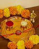 Image 1 of Default Title for the product ALCU Pooja Thali for Diwali & Navratri Lotus Design Embose Decorative Puja Plate Golden