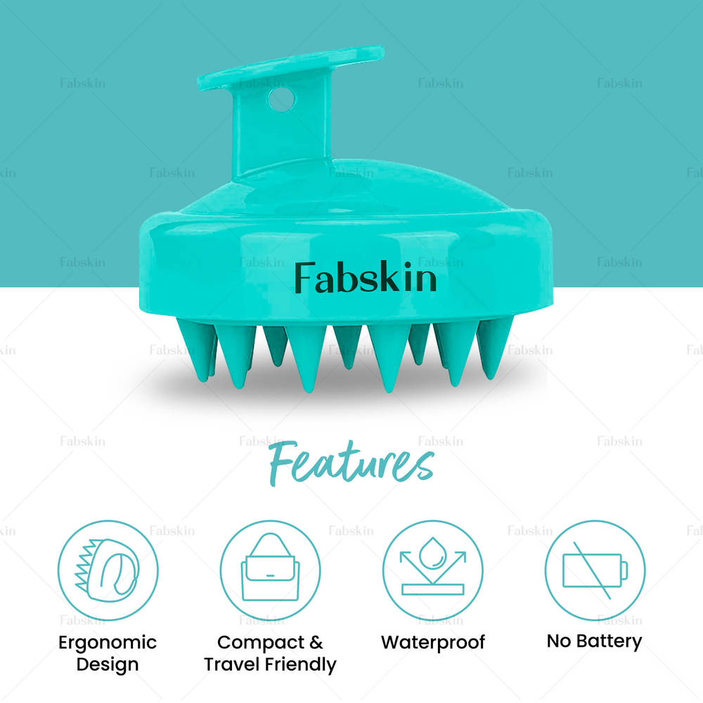 Image 3 of Fabskin Hair Scalp Massager & Shampoo Hair Brush Prevents Dandruff - Aqua Green