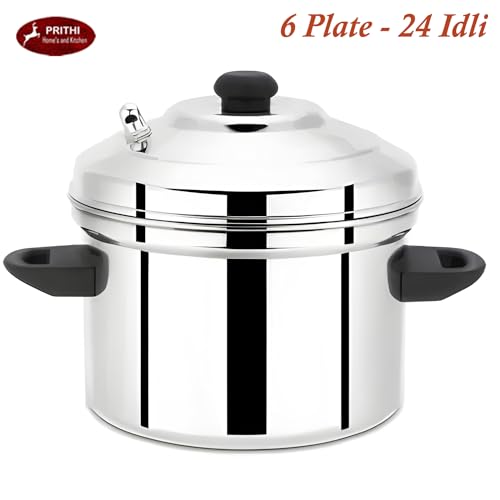 Image 5 of Prithi Home's and Kitchen Stainless Steel Idli Cooker/Idli Maker 6 plate 24 Idlies for home (6 Plate Idli Cooker 24 Idlies) - ICM Model